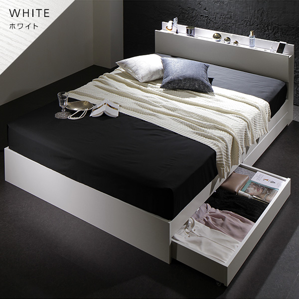 ベッド セミダブルベッド マットレス付き ストーングレー 照明付き