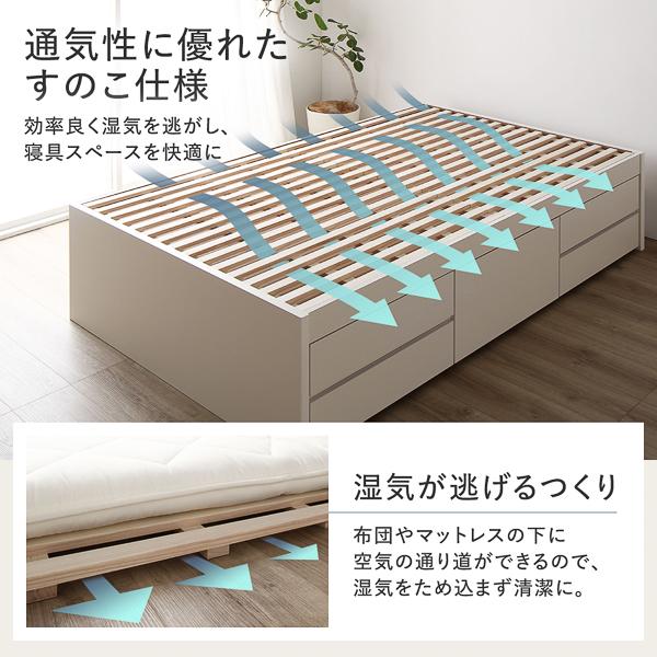 〔組立設置サービス付き〕 収納 ベッド ヘッドレス 通常丈 セミダブル 日本製薄型ポケットコイルマットレス付き シャビーオーク 収納付き すのこ... シングルベッド 単品 〔組立設置サービス付き〕 収納 ベッド ヘッド