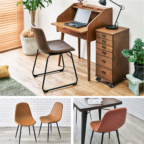 〔2脚セット〕 ダイニングチェア ダイニング用チェア イス 食卓 椅子 約幅49cm Bタイプ ダークブラウン 金属 スチール 合皮 フェイクレザー 組立品 リビング ダイニング 在宅ワーク 茶 送料無料の通販は