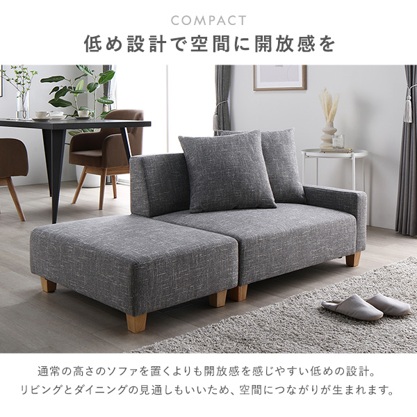 グレー】2人掛けソファベッド 組立て不要 フロアソファ コンパクト