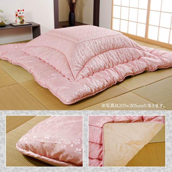 こたつ布団/寝具 【シルバー 約205×205cm 正方形】 洗える ウォッシャブル 日本製 国産 高級感 ジャガード 掛け単品 〔リビング〕