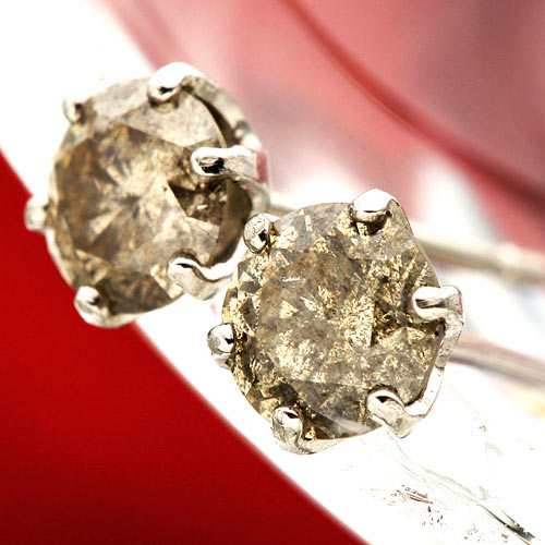 Pt900 ブラウン ダイヤモンドピアス 0.5ct プラチナ 茶