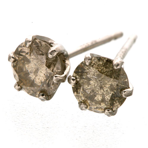 Pt900 ブラウン ダイヤモンドピアス 0.5ct プラチナ 茶