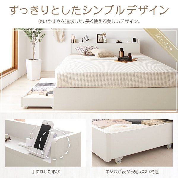 セミダブルベッド 白 ホワイト 単品 ベッド ベッドフレームのみ 白