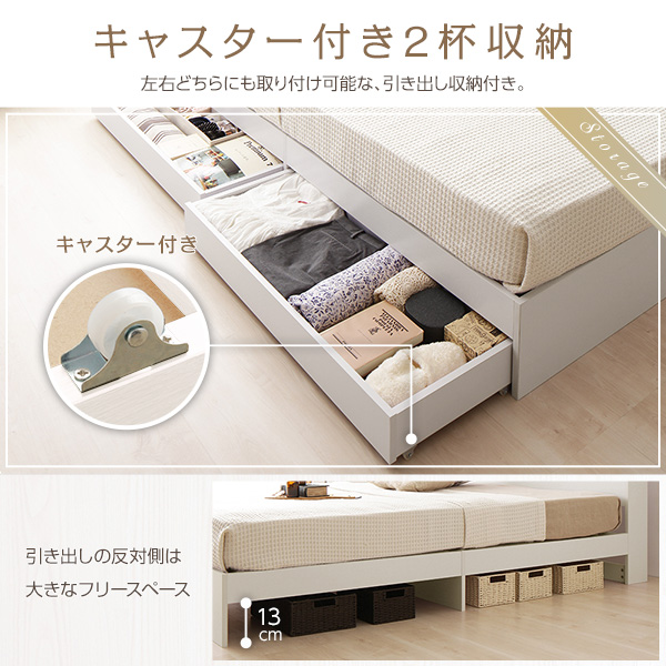 セミダブルベッド 白 ホワイト 単品 ベッド ベッドフレームのみ 白