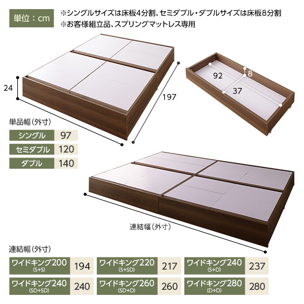 キングサイズベッド 茶色 ブラウン 茶 ベッド ワイド キングベッド 280