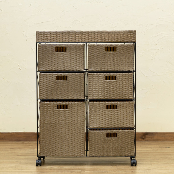 チェスト タンス 約幅700mm 4段 ワイド アイボリー 乳白色 キャスター