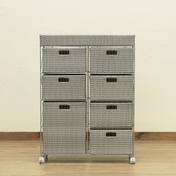 ラタン調 チェスト 4段 アイボリー ラタン調 チェスト 4段ワイド