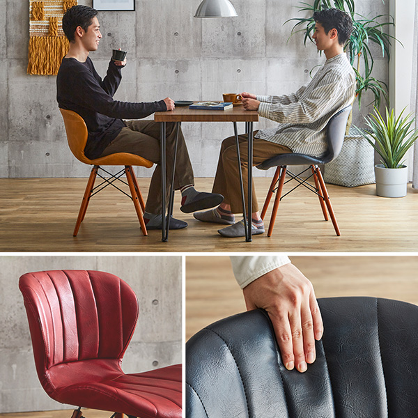 ダイニングチェア ダイニング用チェア イス 食卓 椅子 ダイニングテーブル ダイニング用テーブル 食卓テーブル 机 3点セット テーブル 幅約75cm：シャビーオーク チェア (イス 椅子) ×2脚：ネイビー×レッド お客様組立品 赤