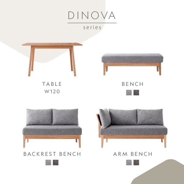 ダイニング ベンチ 単品 〔 アーム付き グレー 〕 木製 天然木 背もたれクッション カバーリング仕様 洗える ウォッシャブル 組立品 送料無料の通販は