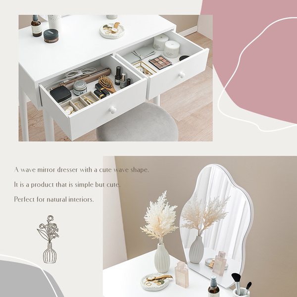 ドレッサー 約幅75×奥行48×高さ123.5cm ホワイト お客様組立品 白の