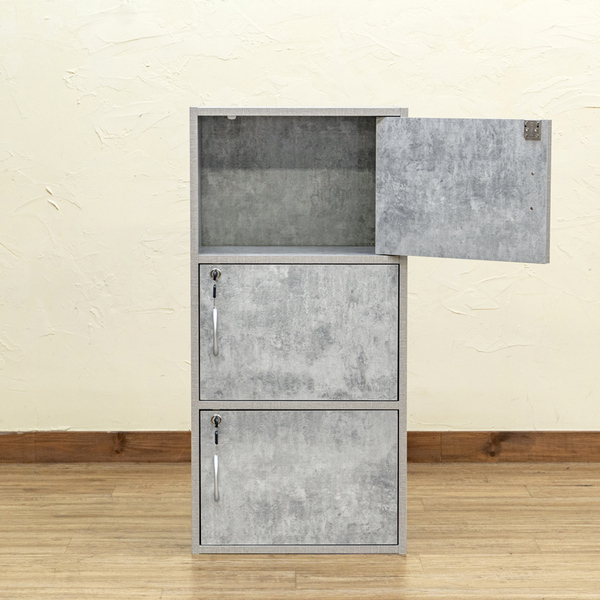 鍵付きラック 3段 ホワイト 鍵付き3段ボックス 2個組 61713 kuroshio