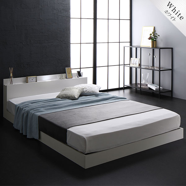 ベッド シングル ボンネルコイルマットレス付き ホワイト 高さ調整可 棚付き 宮付き コンセント付き すのこ ベッド シングル ボンネルコイルマットレス付き ホワイト 収納付き