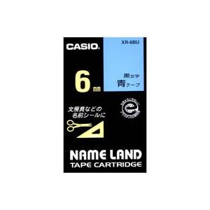 (業務用5セット) CASIO カシオ ネームランド用ラベルテープ 【幅：6mm】 XR-6BU 青に黒文字 送料無料