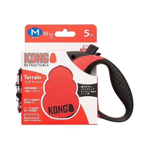 KONG(コング) ターレインレッド M (ペット用品) 赤 反射材を織り込んだフラットテープ、手にフィットする柔らかいグリップ 自然の中で輝く、ターレインレッドM ペット用品 赤 送料無料の通販は