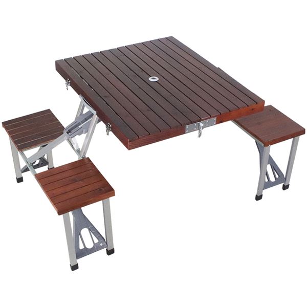 単品 MK-7787BR 木製ピクニックテーブル 机 ブラウン BR パラソル別売 り 茶 送料無料の通販は