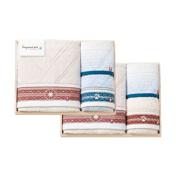 今治タオル koyomi ori タオルセット(国産木箱入) バスタオル・フェイスタオル・ウォッシュタオル(33×30cm)×各2 B1145598 送料無料の通販は 11,176円
