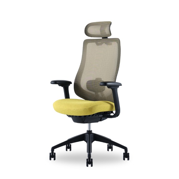 オフィス 事務用 チェア (イス 椅子) 約幅66.0cm フレーム：ブラック 張地：イエロー キャスター付 移動可能 車輪付き き リクライニング式 Type-LB 組立品 黒 黄 送料無料の通販は 58,709円