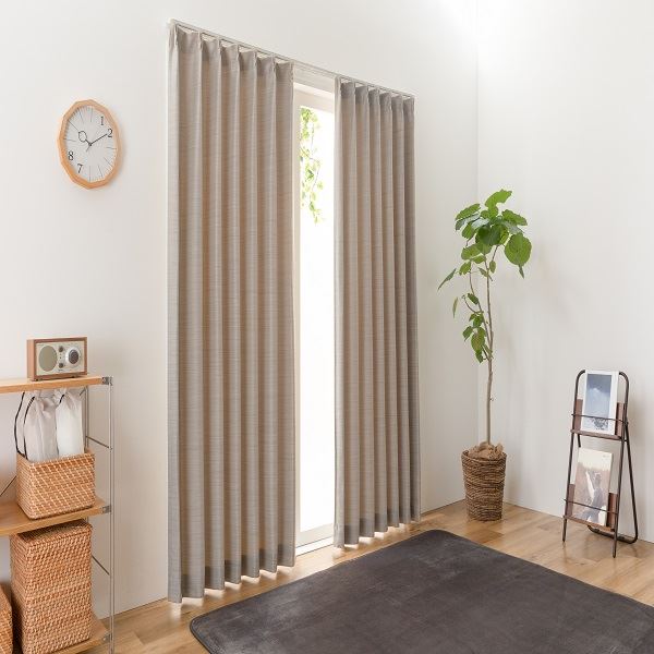 日本製 カーテン ドレープカーテン 遮光 3級遮光 洗える シンプル ナチュラル タッセル付き ウォッシャブル 【幅200cm 長さ195 cm 1枚 ベージュ】 送料無料の通販は