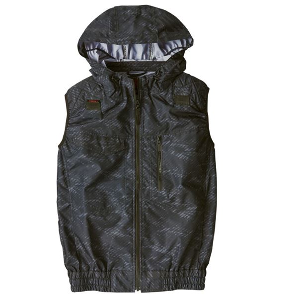 村上被服 HOOH ポリエステル製 フルハーネス対応冷感フードベスト V5559 カモフラブラック サイズ：6L 服単品 〔バッテリー・ファン・ケーブル 配線 別売 〕 黒 送料無料