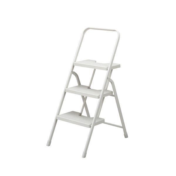 シービージャパン フォールディングステップ 3段 アイボリー 乳白色 スリムでモダンなステップアップ 折りたたみ可能な3段階のアイボリー脚立 乳白色 送料無料の通販は