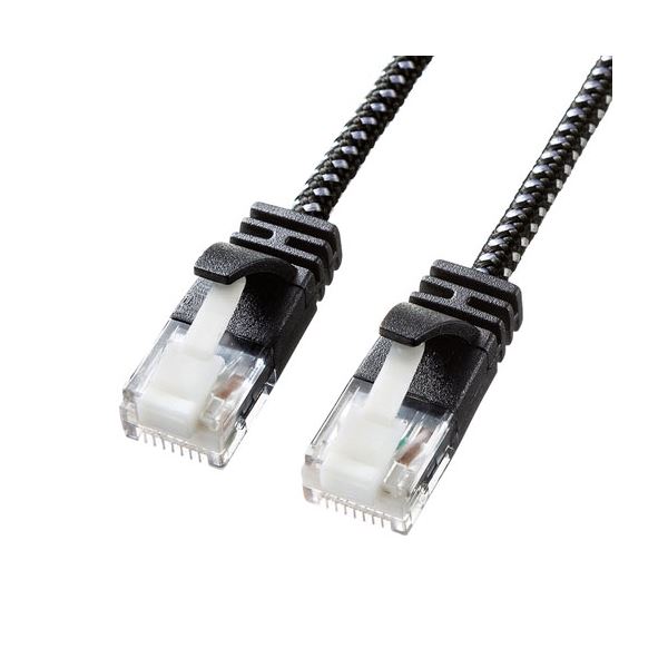 【5個セット】 つめ折れ防止カテゴリ6A細径メッシュLANケーブル 配線 5m ブラック＆ホワイト KB-T6AME-05BKWX5 白 黒 送料無料の通販は 10,372円