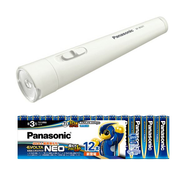 パナソニックLED懐中電灯 BF-BG01N-W+アルカリ乾電池 エボルタNEO単3形12本 1セット 送料無料の通販は 5,650円