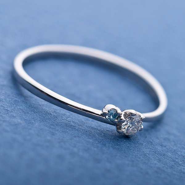 ダイヤモンド リング ダイヤ＆アイスブルーダイヤ 合計0.06ct 11.5号 プラチナ Pt950 指輪 ダイヤリング 鑑別カード付き 青 送料無料の通販は