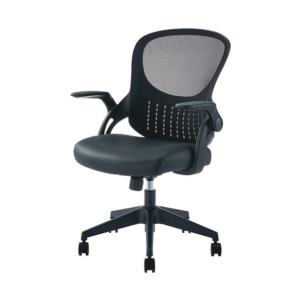 レザー＆メッシュチェア (イス 椅子) ブラック CNN-006BK 1脚 （お客様組立） 黒 送料無料の通販は