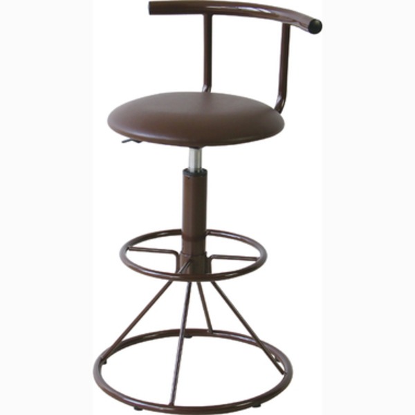 カウンターチェア (イス 椅子) ハイチェア 幅41cm ブラウン 昇降式 回転式 金属 スチール 合皮 フェイクレザー 背もたれ付き キリク リビング ダイニング 店舗 茶