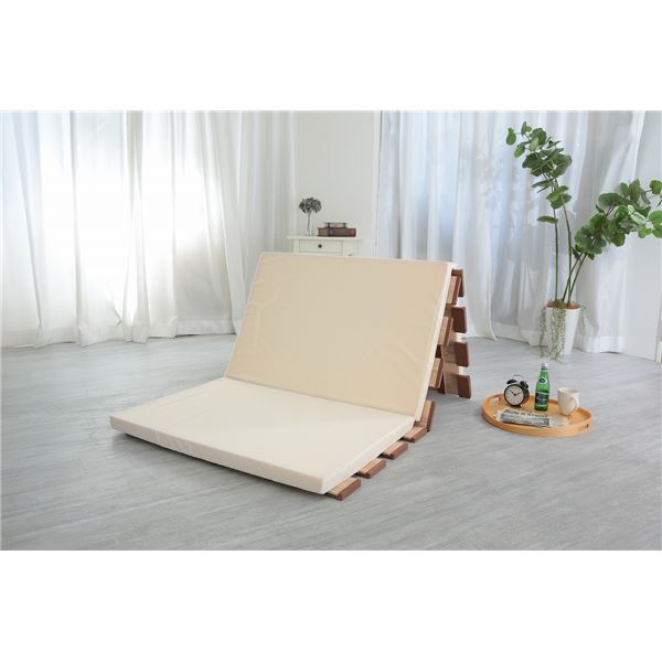 すのこベッド 寝具 ダブル 約幅140cm 3つ折れ式 軽量 桐製 木製 コンパクト ベッドフレーム ベッドルーム 寝室〔代引不可〕 すのこベッド 寝具 ダブル 約幅140cm 3つ折れ式 軽量 桐製 木製 コンパクト