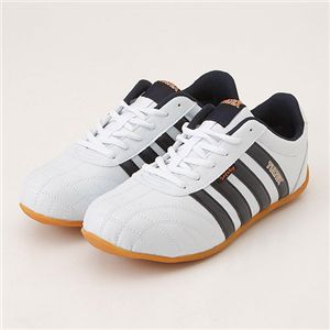 バイカー 鋼製 アイアントゥ スニーカー 靴 24.5cm ホワイト×ネイビー 合皮 フェイクレザー 合成皮革 合成ゴム シューズ バイク オートバイ 白