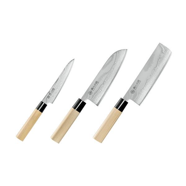 燕人の匠 三徳包丁165mm＆菜切包丁165mm＆ペティナイフ130mm ETW-5000 驚きの波紋デザイン プロも絶賛の切れ味抜群 包丁の王様、三徳包丁165mm＆菜切包丁165mm＆ペティナイフ130mm ETW-5000 送料無料の通販は