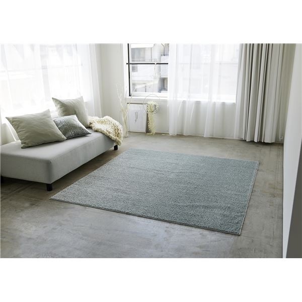 ラグ マット 絨毯 約幅190×長さ190cm ミント 無地 洗える ウォッシャブル 日本製 国産 防ダニ 滑り止め加工 ホットカーペット可 ルフレ 送料無料の通販は