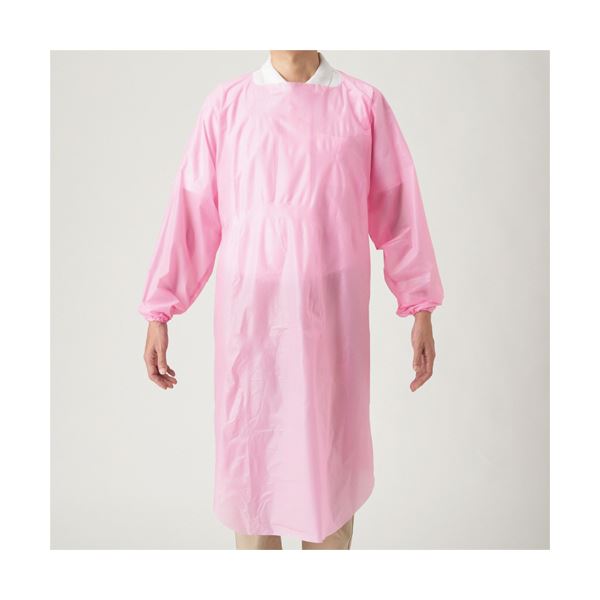 川西工業ポリエチ袖付エプロン フリーサイズ ピンク 4442 1セット（200枚：10枚×20箱） ポリエチ袖付エプロンで作業効率アップ ピンクカラーのフリーサイズ200枚セット、使いやすさと耐久性を兼ね備えた便利アイテム 送料無料の通販は 21,982円