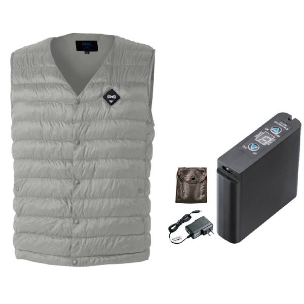 空調服(R) 2021年 THERMALGEAR サーマルギア TG22102 発熱防寒ベスト LIPRO2バッテリーセット(サイズ：LL、カラー：グレー) 送料無料