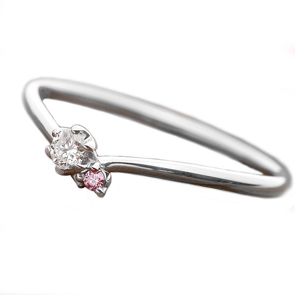 ダイヤモンド リング ダイヤ ピンクダイヤ 合計0.06ct 10号 プラチナ Pt950 V字モチーフ 指輪 ダイヤリング 鑑別カード付き 送料無料の通販は