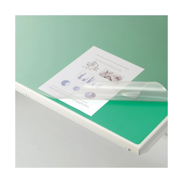 ライオン事務器バイオマスデスク (テーブル 机) マット バイオマス配合再生塩ビPBKタイプ ダブル（グリーンマット付） 1390×690×1.2mmNo.147-PBK 1枚 緑 送料無料の通販は 13,964円