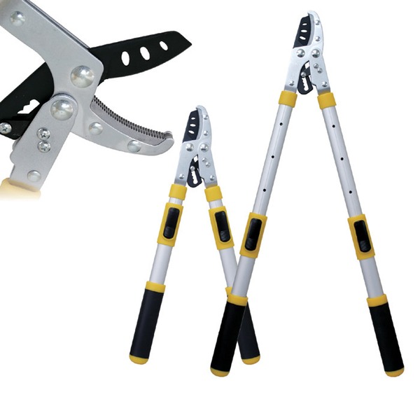 ラチェット 枝切りバサミ 約51.5×23.5×3.5cm 伸縮式 長さ4段階調節可 アルミ合金製 フッ素加工刃 ガーデニング用品 園芸用品 送料無料