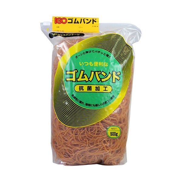 （まとめ）アイジーオー ゴムバンド #18 アメ色500g #18-A-M 1袋【×3セット】 送料無料の通販は