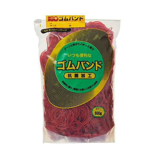 （まとめ）アイジーオー ゴムバンド #16 赤500g #16-TR-M 1袋【×3セット】 送料無料の通販は