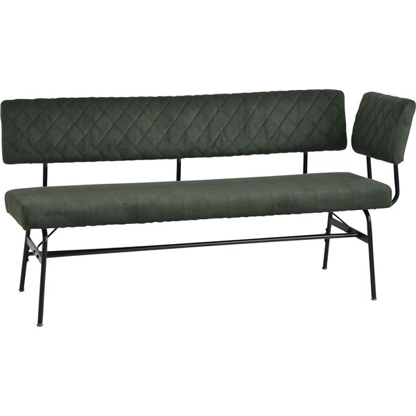 ダイニングベンチ 約幅149cm 肘付き グリーン ファブリック 金属 スチール フレーム スミレ 組立式 リビング ダイニング 緑 送料無料の通販は