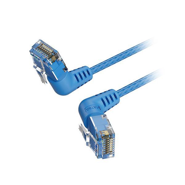 【10本セット】 VENTION Cat.6a LANケーブル UTP 直角コネクタ 360°スイングタイプ ブルー 0.5m ブルー IB-0323X10 青 送料無料の通販は 5,474円