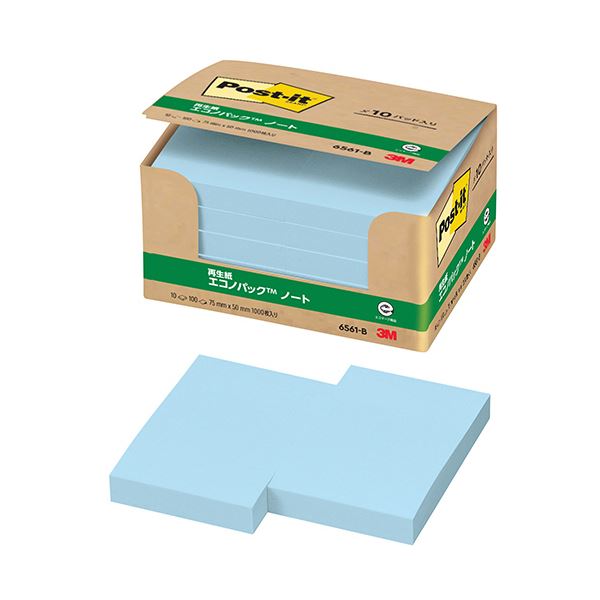 (まとめ) 3M ポストイット エコノパック ノート 再生紙 75×127mm イエロー 6551-Y20 1パック（12冊） 〔×5セット〕 （まとめ） 3M ポストイット エコノパック ノート 再生紙 75