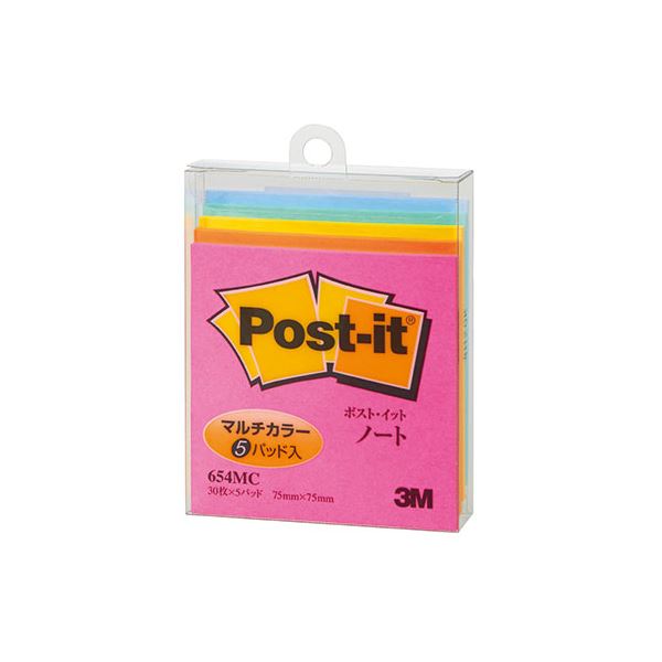 【10個セット】 3M Post-it ポストイット ノート マルチカラー 3M-654MCX10 カラフルなメモが10個セットで手に入る 便利なマルチカラーポストイットノート、あなたのアイデアを彩ります 送料無料の通販は