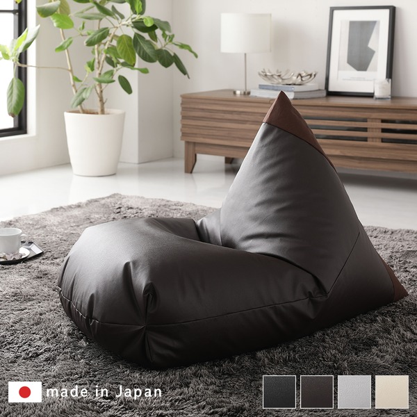 ビーズクッション ソファ ブラウン 三角 合皮 フェイクレザー