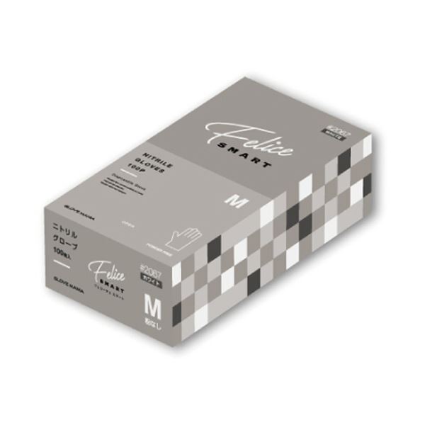 （まとめ） 川西工業ニトリルグローブ フェリーチェ スマート 粉なし ホワイト M #2067W-M 1箱（100枚） 【×5セット】 白 送料無料の通販は 6,529円