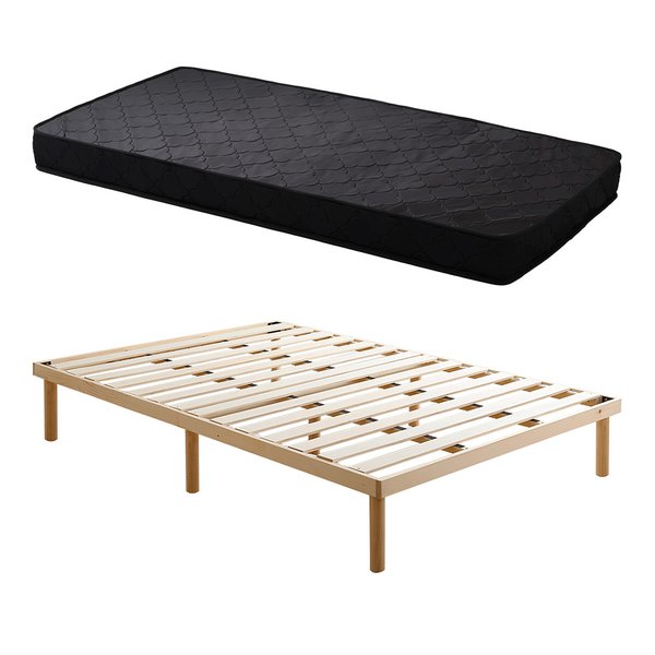 ダブルベッド 黒 ブラック パイン材高さ2段階調整脚付きすのこ 蒸れにくく 通気性が良い ベッド ポケットコイルマットレスセット（ダブル） ナチュラル／ブラック 黒 送料無料の通販は 26,622円