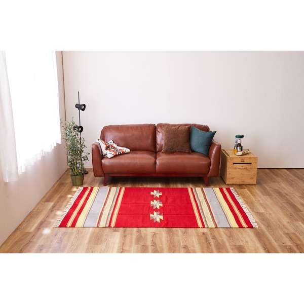 ラグマット じゅうたん 敷き物 絨毯 約140×200cm レッド イーシュ ウール100％ ホットカーペット 床暖房対応 手織りウールのキリム リビング 赤 送料無料の通販は 16,070円