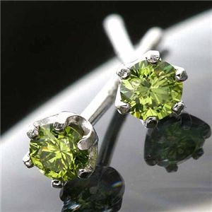 Pt900 グリーンダイヤ一粒ピアス（カラーダイヤモンド）141532